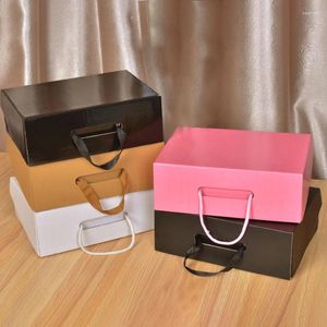 Present Wrap 5st/Lot Shoe Boxes Cardboard Handmade Package Carton Business Mailing Box med handtag 3-skikt Worrugated For