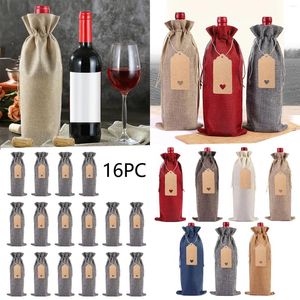 Table Mats 16pc Linen Wine Bottle Bag Set Sleeve Tag Red Packaging Wedding