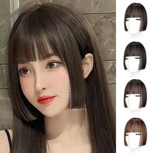 Synthetic Wigs Bangs Synthetic Princess Cut Bangs Wig Natural Forehead Fake Bangs Side Perm Wig Piece Center Split Bangs Wig Womens Wig Piece 240329