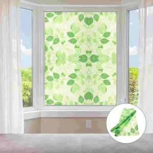 Fönsterklistermärken Green Leaf Frosted Film Anti Looking Waterproof Decal Glass Door