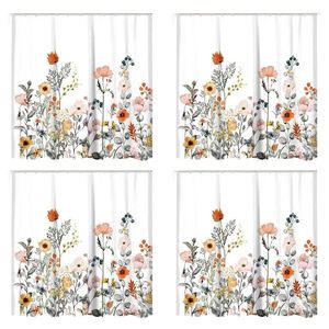 Shower Curtains Floral Curtain With 48 Hooks Watercolor Botanical Flowers Decorative Bath Modern Bathroom Accessories