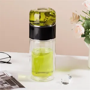 Vingglasögon 300 ml Tea Vatten Separation Cup Dubbel Vägg Infusör Botte Heat Motent Filter Home Office Drinkware