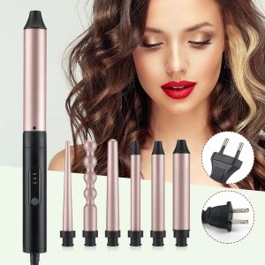 Irons 6 in1 Włosy Curling Iron Regulacja temperatury 30s Szybkie ciepło do włosów narzędzia do włosów