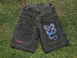 Hip Hop Jnco Jeans Denim Shorts Vintage Pattern Men Women Summer Harajuku Gothic Men Basketball Purple Shorts Streetwear 561