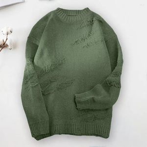 Męskie swetry nieregularne dziury Sweter Sweter Retro Retro Streetwear Rited Solid Knitted Hip Hop High Street Vintage Mężczyzna