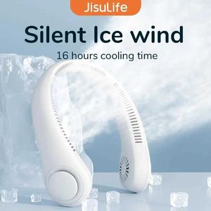 Ventiladores elétricos JISULIFE 78 Ventilador de pescoço portátil fornece vento de resfriamento 4000 mAh Carregamento USB Mini ventilador pessoal silencioso para esportes 240319