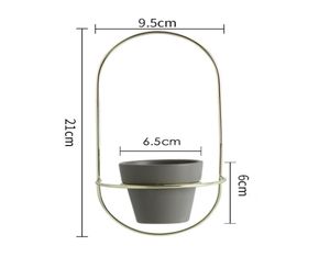 2 Pieces Pottery Planters Modern Hanging Pots with Metal Stands Small Flower Vase Home Wall Decoration Y2007094713039