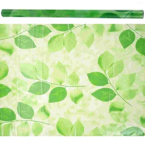 Window Stickers Green Leaf Frosted Film Privacy Glass Door Adhesive Opaque Waterproof Decal Office