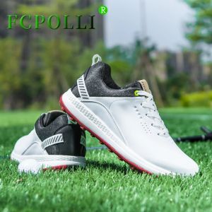 Skor Autumn 2022 Golfträning för manliga lyxmärke Gymskor Mens Antislippery Golfskor Män läder Walking Shoes Man Size 4047