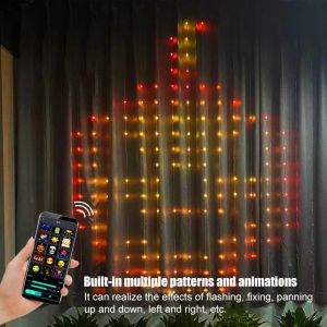 Smart LED RGB Curtain String Lights Bluetooth APP Control Christmas Fairy Light Garland DIY Picture Display Party Wedding Decor