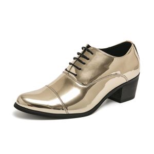 Sapatos novos homens sapatos formais de ouro saltos altos oxfords outono mola mocassins masculino altura vermelha aumenta o vestido de barco de barco gommino