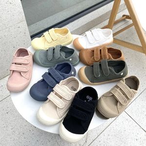 Unisex allmatch barnflicka sneakers platt klack barn skor för barn pojkar elever knappen duk baby f08123 240307