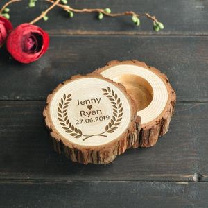 Decorazione per feste Scatola porta fedi nuziali rustica personalizzata Cuscino ricordo Supporto in legno Bomboniere Gioielli di fidanzamento di San Valentino