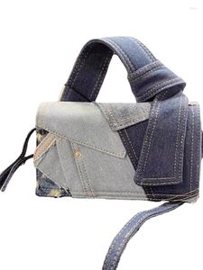 Caminhada de alta qualidade jeanses de splicing de jeagonais saco cruzado feminino marca portátil Small Square Bags