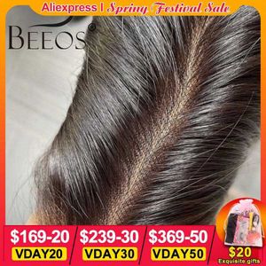 Syntetiska peruker Beeos Real 2x6 HD Spetsstängning Endast rak 6in Deep Parting Pre Plucked Human Hair For Women Brasilian Virgin Hair Natural 240328 240327