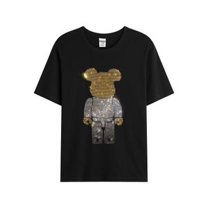 Homens camisetas Mens T-shirt Nova Moda Criatividade Brilhando Strass Robô Urso Manga Curta Verão Hot Top Mens Casual T-shirt J240319