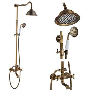 Brass Antique Wall Mount Shower Set Faucet Single Handle with Handshower Shelf Bathroom Shower Mixer Tap Fashion New8173337