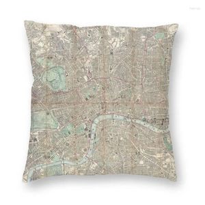 Travesseiro Londres Mapa Vintage Capa Dois Lados Impressão Europa Estudante Caso para Sofá Cool Fronha Decoração