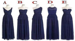 Aline szyfonowa sukienka druhna z 5 stylami długość podłogi długa vintage Maid of Honor sukienki