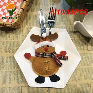 Geschirrsets 5/10/15 PCS Weihnachtsfächer -Deckbeutel Tasche Santa Claus Snowman Elch Form niedlich für Küchengeschirr Messer Fork Xams Party