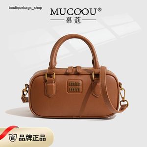 Cross-border Wholesale Fashion Brand Handbags Mu Kou Light Luxury Boston Small Bag Womens New Trendy One Shoulder Crossbody Maillard French Crowd