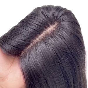 Toppers 15x16CM Toupee Włosy dla kobiet Topper Human Hair Clips in Silk Base Natural Kolor 130% Virgin Hair Extension
