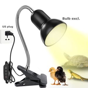 Skrivbordslampor Portable Clamp on Light Fixture, E27, Dimmer Switch with Timer, Goosenhals Clip on Light for Plants, Tortoise Aquarium Lighting Accessories (Exc. Bulb.)