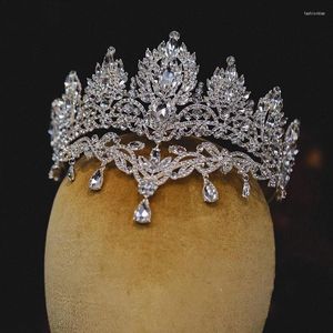 Hair Clips Shining Crown Wedding Tiaras Women Accessories Bridal Dress Engagement Ornaments Leaf Shape Crystal Coronets Gift AN080