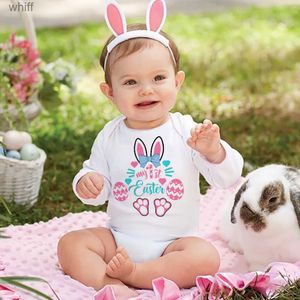 Rompers My First Easter Baby Romper Newborn Holiday Bodysuit Bunny Printed Long Sleeve Clothes Ester Party Boys Girls Outfits JumpsuitC24319