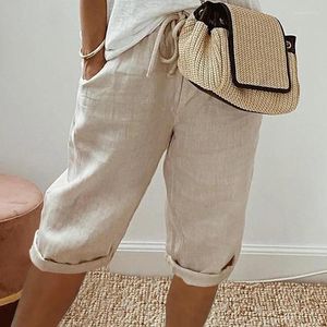 Calças femininas vintage listrado impressão harajuku para mulher 2024 primavera tie-up cintura alta joelho calça verão casual bolso calças retas