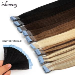 Extensions Mini Tape in Human Hair Extensions Natural Seamless Invisible SKin Weft 12"20" Machine Remy Double Sided Adhesive Human Hair