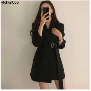 Suit Coat Female Korean Version Loose Student Waist Design Sense of Minority Belt Khaki Suit