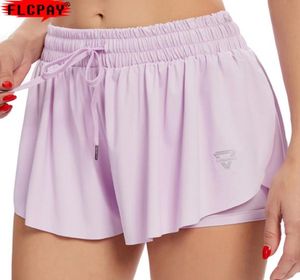 Women039s uppfriskande flödande körning yoga träning gym atletiska vandringshorts leggings hög flexibilitet midjeband push up söt 2202487563