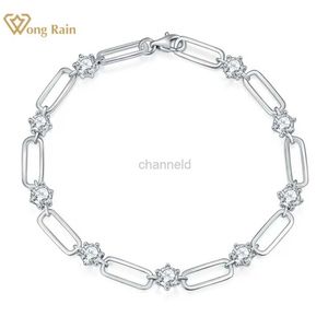 Bangle 100% Wong Rain 925 Silver VVS1 3EX 4.5mm Test GRA Pass Real Armband Moissanite Gift till årsdagen Noble Jewelry 240319