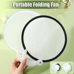 Decorative Figurines Portable Foldable Blank Round Fans Simple Summer Mini Handheld Fan Decoration Crafts DIY Dance Painting