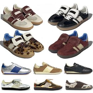 2024 Neues Original Country Og Wales Bonner Leopard Mens Frauen Plattform Low Casual Schuhe Dunkelbraune Fuchs Braune Pony Tonal Creme weiße Paar Trainer Turnschuhe