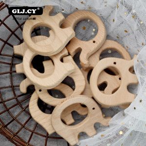Necklaces 20pcs x 70mm unfinished beech wooden teether elephant Free Teether Clip pacifier clip elephant charm nursing necklace parts