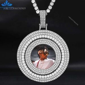 Design exclusivo imagem colar jóias redonda moissanite jóias s sier memória charme pingente para homem mulher