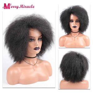 Synthetische Perücken, Cosplay-Perücken, kurze, flauschige, gerade synthetische Perücke für schwarze Frauen, verworrenes glattes Haar, natürliche Farbe, Afro-Perücken für Frauen, 240329