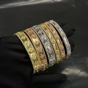 Charme pulseiras pulseira de assinatura trevo de quatro folhas estrela caleidoscópio pulseira de ouro de três cores para mulheres meninas dia dos namorados jóias de alta qualidade
