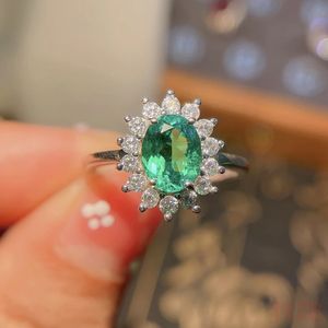 Womens Ring Silver jewelry Oval cut AAAAA100 natural emerald ring wedding gift 240315