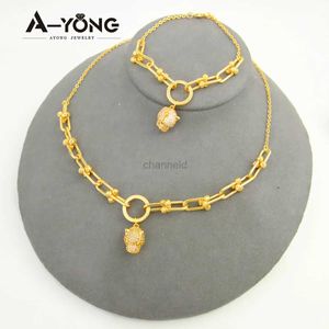 Bracciale AYONG Dubai 24k placcato oro zirconi set di gioielli in oro punk originale collana bracciale set regalo vintage party 240319