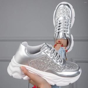 Casual Shoes Women Sneakers Running Sports Sportwear Walking ShoesPatent Leather Sequined Daddy