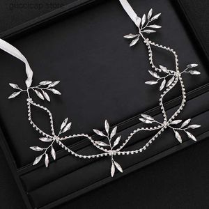 Diademi fatti a mano in argento colore cristallo strass accessori per capelli da sposa nastro tiara nuziale accessori per capelli da donna accessori regalo Y240319