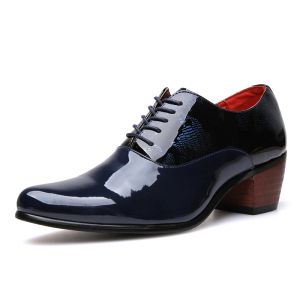 Scarpe di qualità uomini scarpe formali con tacchi alti oxfords in pelle brevetto mocassins maschio altezza rossa aumenta abito che guida scarpe barche gommino