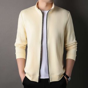 Primavera e outono moletom com capuz masculino gola alta casual cardigan manga comprida topo de meia-idade com zíper pai jaqueta esportiva