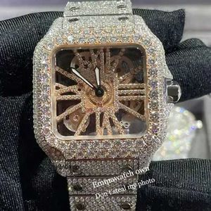 Cartis 5 Estilos Novo Esqueleto Vvs Moissanite Relógio Iced Out Relógio de Pulso Passe Diamantes Teste Eta Luxo Relógios Safira Rosa Ouro Prata Relógios Automáticos Iced Out