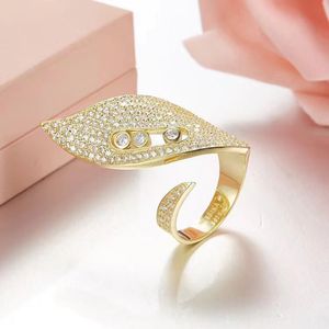 Designer personalizado clássico moda m série eterno rosa ouro deslizante anel de diamante de luxo feminino jóias festa amante presente