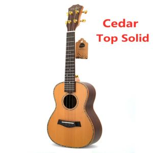 Guitarra superior sólida cedro ukulele 23 26 polegadas fosco concerto tenor guitarra elétrica acústica ukelele 4 cordas guitarra uke pegar