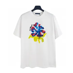 T-shirt Plus da uomo Polo Girocollo ricamato e stampato in stile polare estivo con magliette da strada in puro cotone w32r